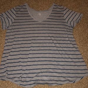 Grey and blue striped t shirt